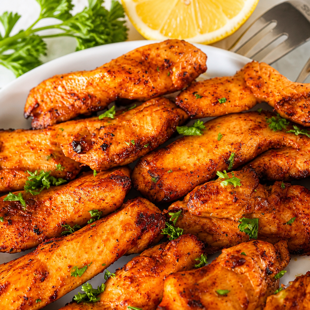 Saftige Air Fryer Hähnchenstreifen mit einer knackigen Kruste