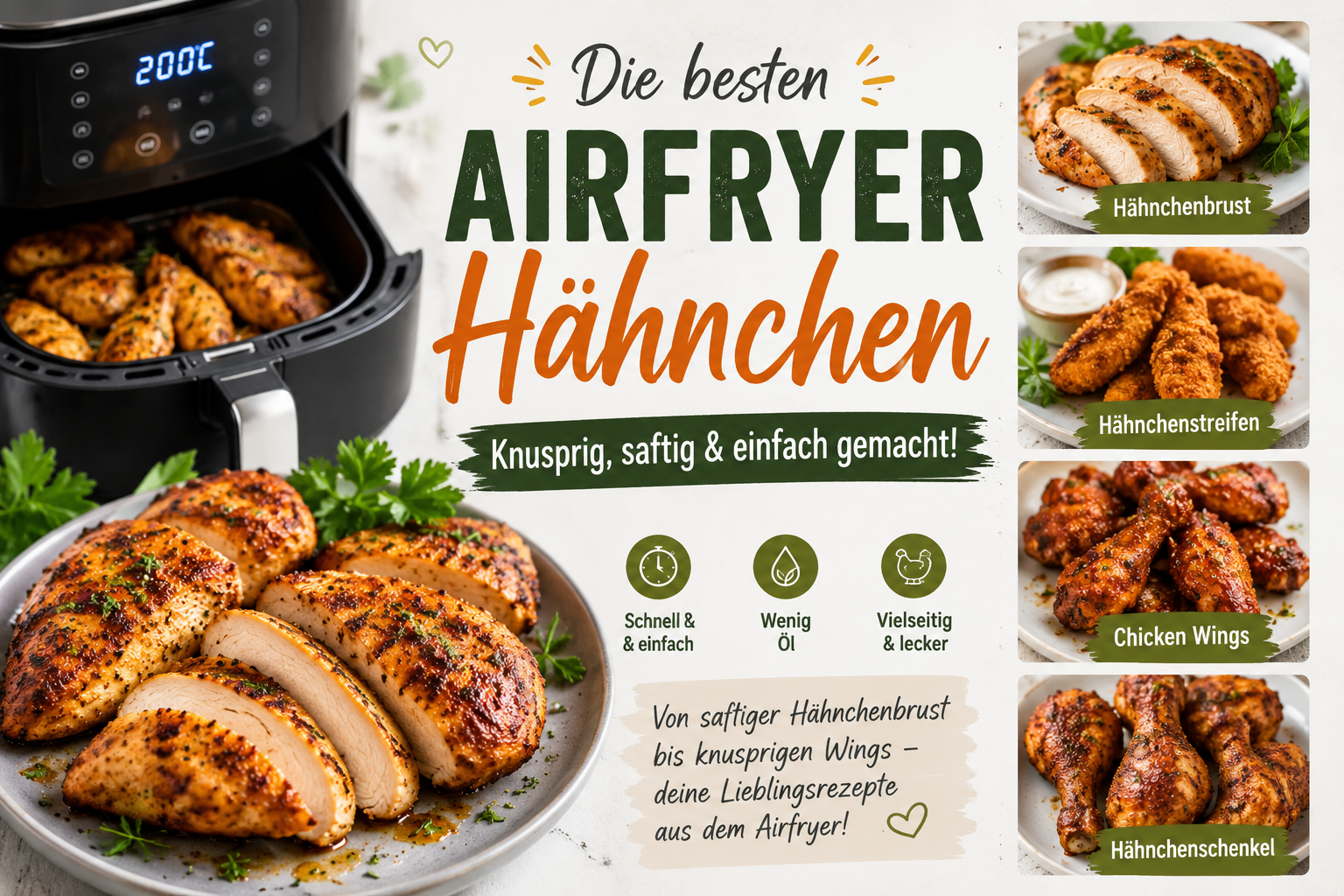5 leckere Airfryer Hähnchen Rezepte für jede Gelegenheit