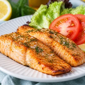 Ninja Lachs Rezept: Lachsfilets aus der Heißluftfritteuse, knusprig und saftig.